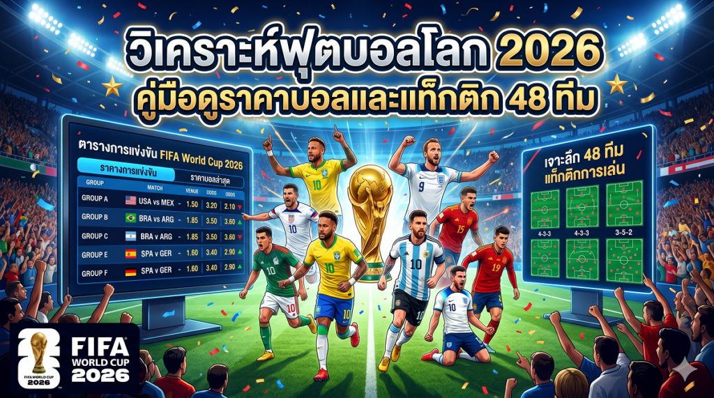 วิเคราะห์ฟุตบอลโลก 2026 คู่มือดูราคาบอลและแท็กติก 48 ทีม