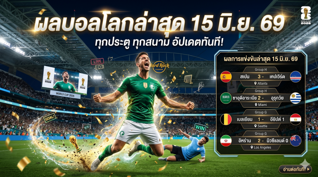 ผลบอลโลกล่าสุด 15 มิ.ย. 69